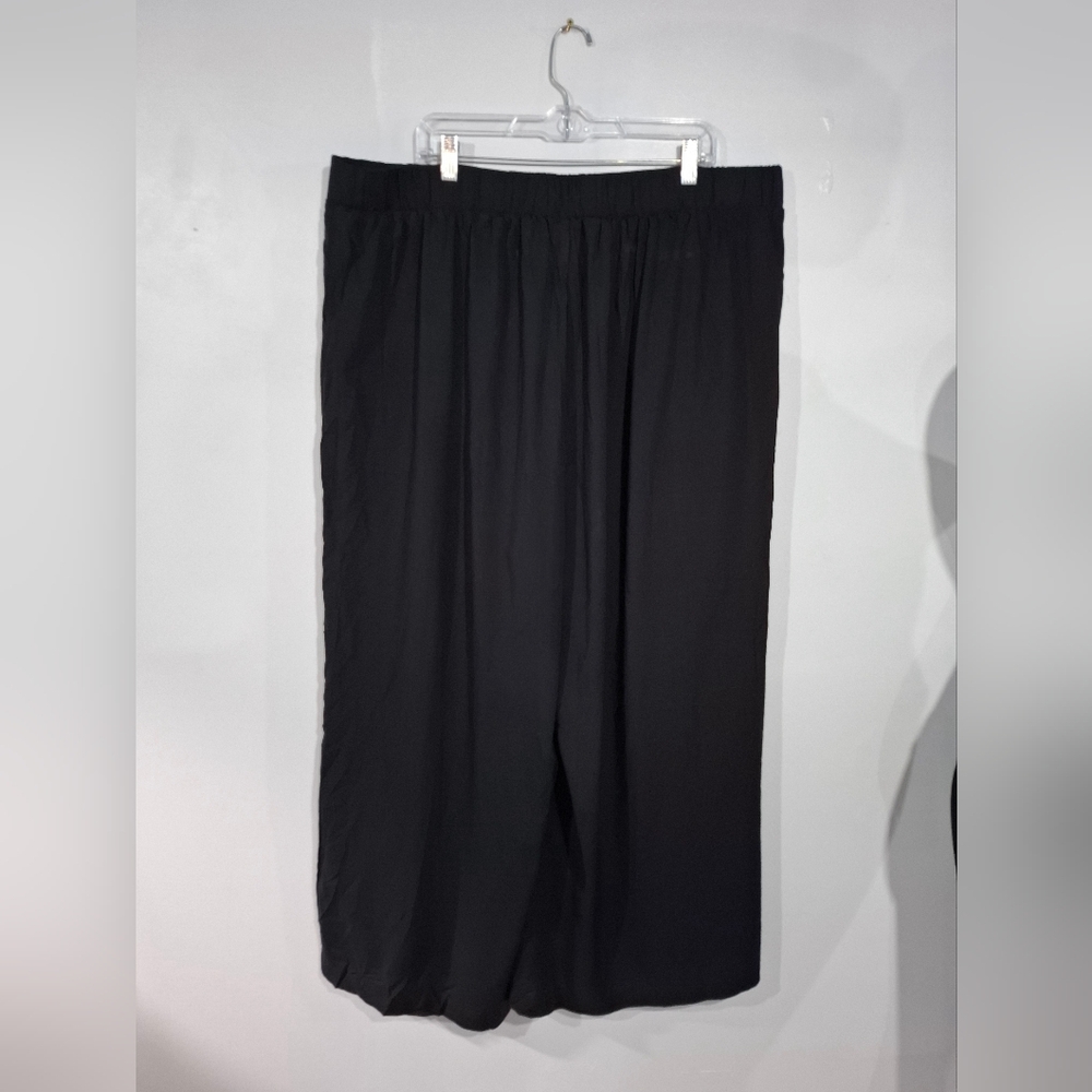 Torrid Pull On Wide Leg Challis Pant Womens Size 3 High Rise Black Elastic Black - Picture 5 of 13